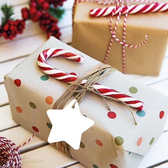 Christmas Star Gift Tags - 100Pcs Blank White Paper Tags with String, 2.4in Star - Picture 2 of 8